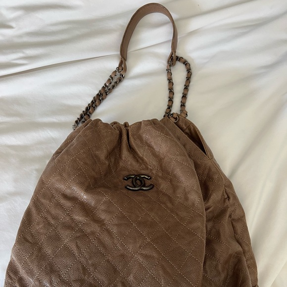 Authentic Chanel CC Elastic Shoulder Bag Quilted Glazed Caviar Largw - Picture 4 of 11